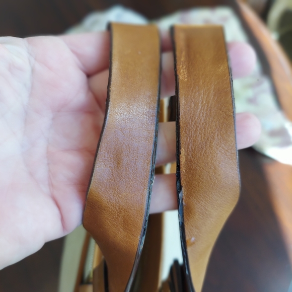 Michael Kors Classic Handbag Tan Leather & Beige Cloth - Picture 10 of 17